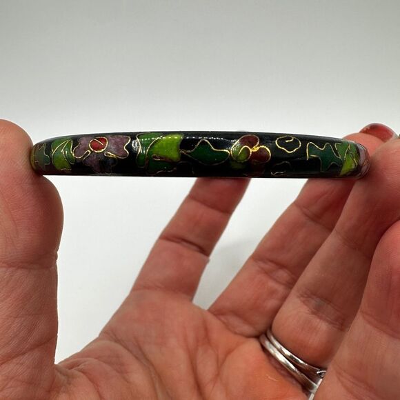 You pick! White or black floral cloisonne bangle bracelet, size 8.5! - Picture 9 of 15
